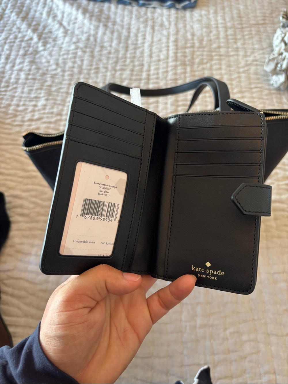 Kate Spade Black Glitter Wallet with Matching Black Tote COMBO! - Picture 8 of 9